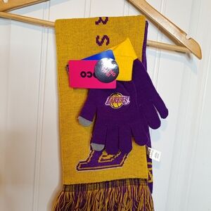 NBA Los Angeles Lakers Knit scarf texting gloves set by FOCO Purple/Gold